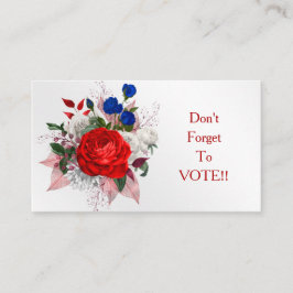 Cartão De Visita Patriotic Rose Bouquet Vote Reminder