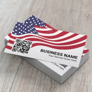 Cartão De Visita Patriótica American Flag Veteran Service Código QR