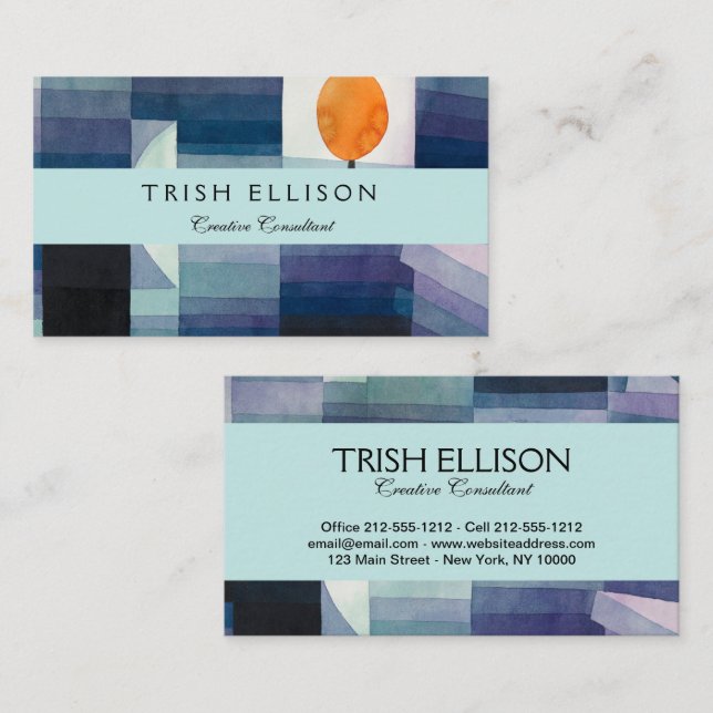 Cartão De Visita Paul Klee Abstrato Tree Blue Painting (Frente/Verso)