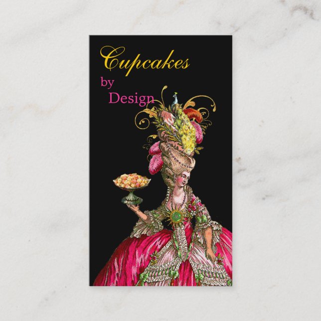 Cartão De Visita Pavão de Maria Antonette e bolo (Frente)