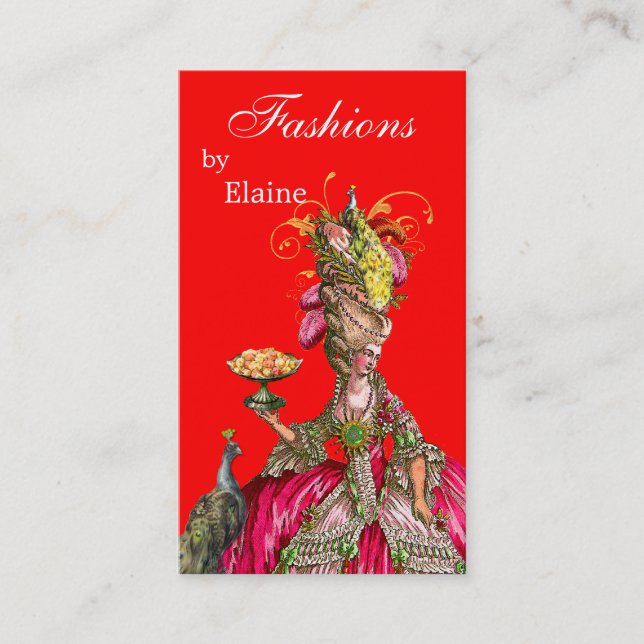 Cartão De Visita Pavão de Maria Antonette e bolo (Frente)