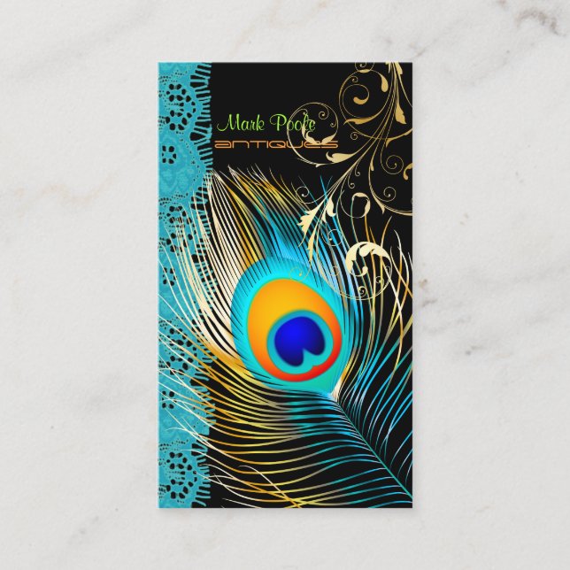 Cartão De Visita Pavão de PixDezines+filigree+plano/plano de fundo (Frente)