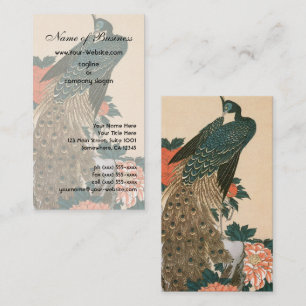 Cartão De Visita Pavão e Peônias de Ando Hiroshige