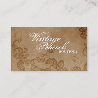 Cartão De Visita Pavão floral elegante chique de Boho Paisley do