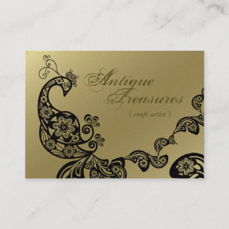 Cartão De Visita Pavão floral elegante chique de Boho Paisley do