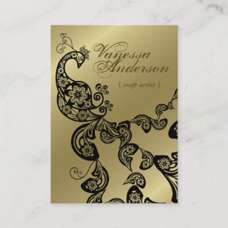 Cartão De Visita Pavão floral elegante chique de Boho Paisley do