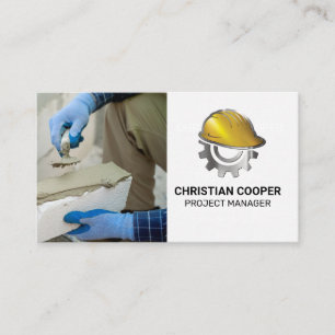 Cartão De Visita Paver   Logotipo da engrenagem do Duro de construç