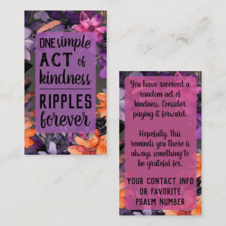 Cartão De Visita Pay it Forward Random Act Kindness Lily Flowers