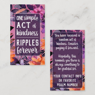 Cartão De Visita Pay it Forward Random Act Kindness Pink Lilies
