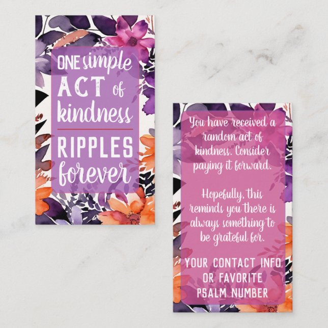 Cartão De Visita Pay it Forward Random Act Kindness Stargazer Lily (Frente/Verso)