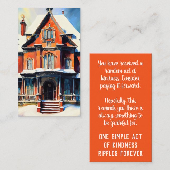 Cartão De Visita Pay it Forward Random Act of Kindness Homelessness (Frente/Verso)