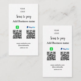 Cartão De Visita Paypal Cashapp digitalizar para pagar QR adicionar