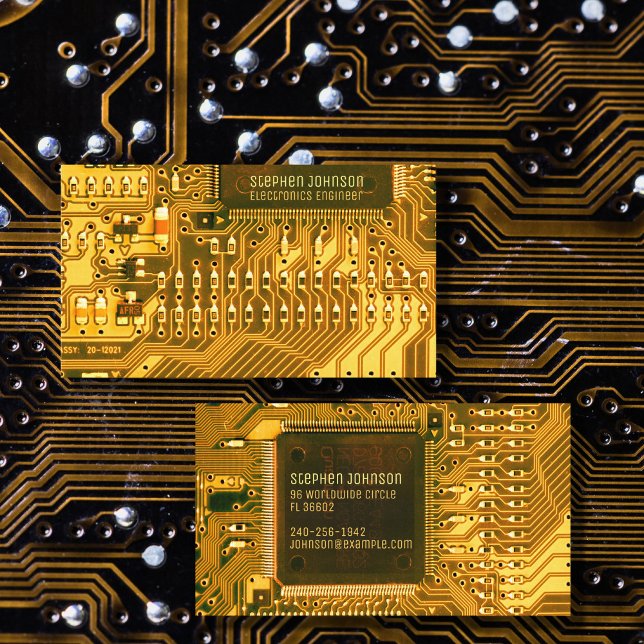 Cartão De Visita PCB Dourado, circuito impresso - Engenharia de tec (Criador carregado)