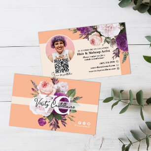 Cartão De Visita Peach Fuzz Vintage Roses Estilista de Beleza Flora
