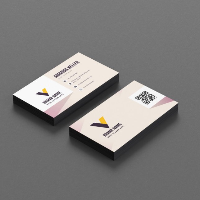 Cartão De Visita Peach minimalista simples (Criador carregado)