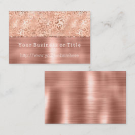 Cartão De Visita Peach Rosa Dourado Sparkle Leopard Glitz