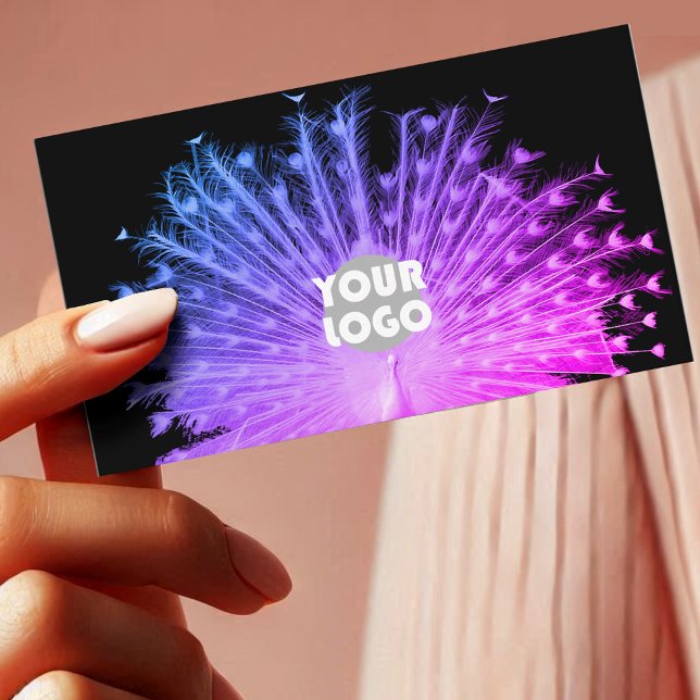 Cartão De Visita Peacock e Logotipo com Gradação Rosa Púrpura (Criador carregado)