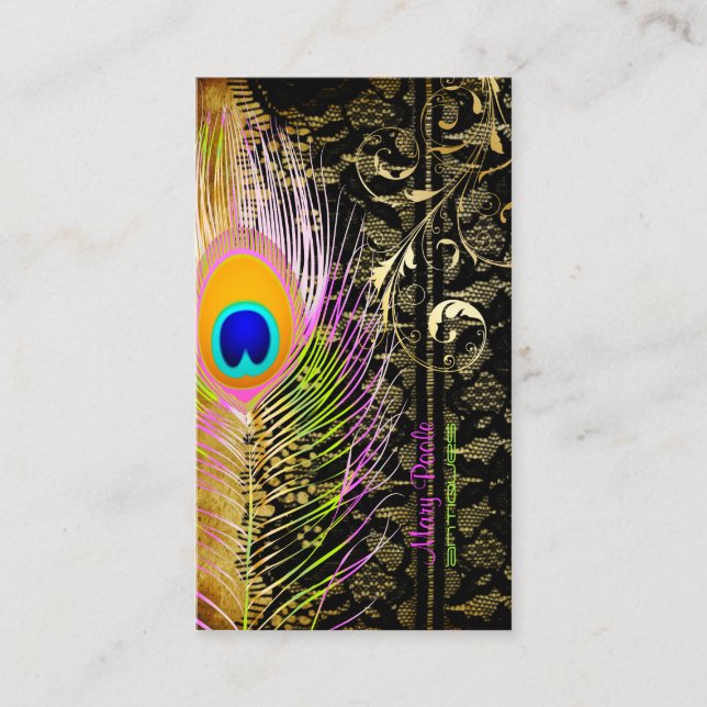Cartão De Visita Peacock+filigree swirls PixDezines (Frente)