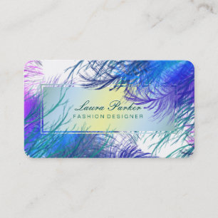 Cartão De Visita Peacock Makeup Artist Hair Stylist Blue Feather