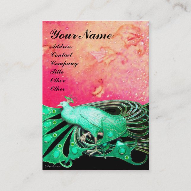 Cartão De Visita PEACOCK verde preto (Frente)