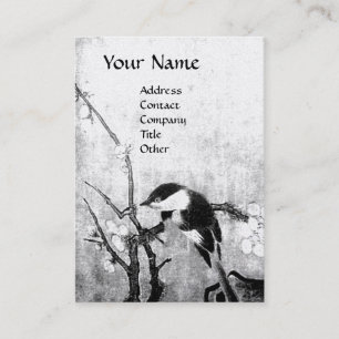 Cartão De Visita Pearl branco preto primavera BIRD MONOGRAM