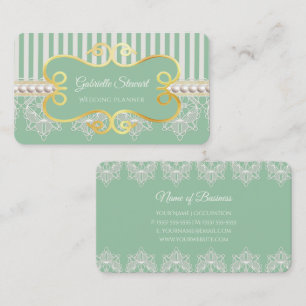 Cartão De Visita Pearl Elegante e Planner Verde Lace Soft