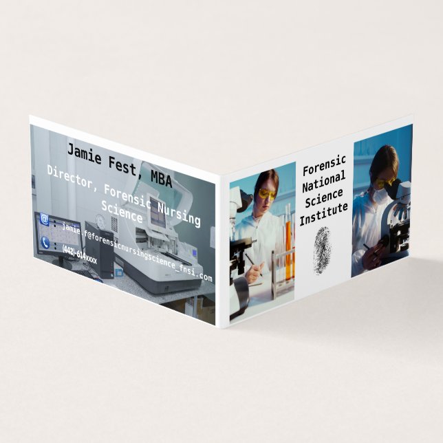 Cartão De Visita Pearl Premium de Ciência Forense Dobrado (Exterior)