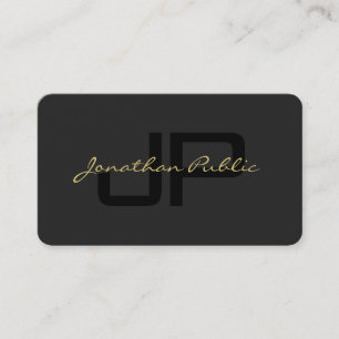 Cartão De Visita Pearl Premium Lúxurido Preto e Dourado de Script M