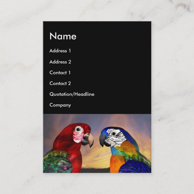 Cartão De Visita PEDAÇOS HÍPIDOS / ÁRAA VERMELHA E AZUL , preto (Frente)