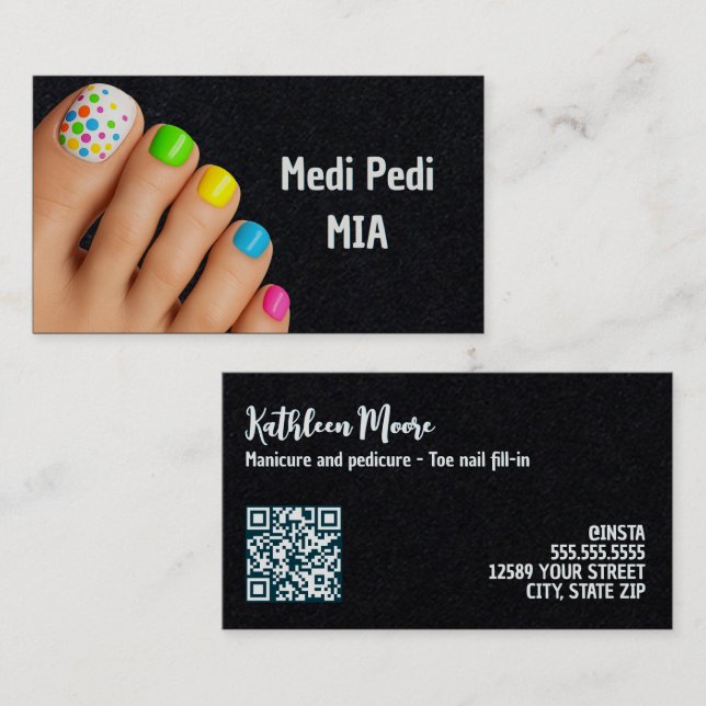 Cartão De Visita Pedicurist Toe Nail Technician QR (Frente/Verso)