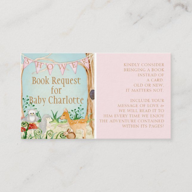 Cartão De Visita Pedido de Livro dos Animais da Floresta Florestal  (Frente)