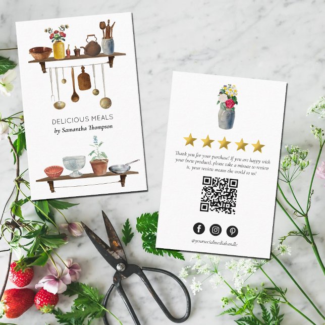 Cartão De Visita Pedido de Revisão da Catering do Chef de cozinha (Criador carregado)