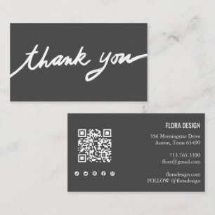 Cartão De Visita Pedido Obrigado Script Personalizado Ícones Sociai