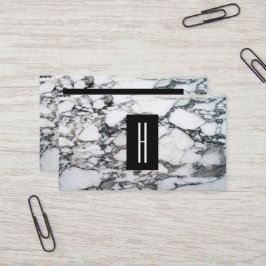 Cartão De Visita Pedra branca e preto moderno, Monograma 2