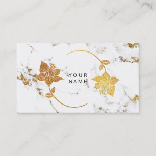 Cartão De Visita Pedra Dourado do mármore do abstrato do branco