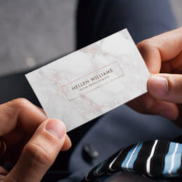 Cartão De Visita Pedra Marble Deluxe-Dourada rosa