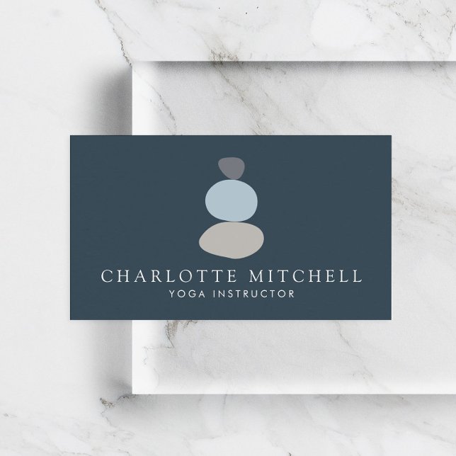 Cartão De Visita Pedras Abstrato modernas, logotipo azul Yoga, mass (Criador carregado)