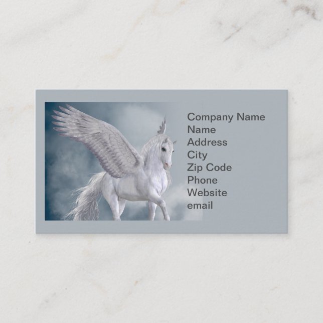 Cartão De Visita Pegasus branco maravilhoso (Frente)