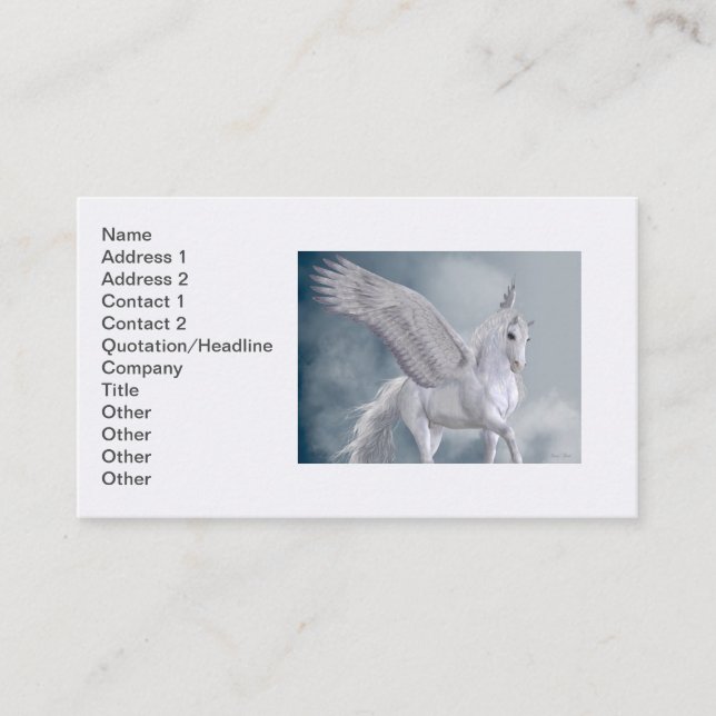 Cartão De Visita Pegasus branco maravilhoso (Frente)