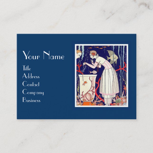 CARTÃO DE VISITA PEIXE CHUMBO, MONOGRAMA DE FASHION DE BELEZA DECO (Frente)