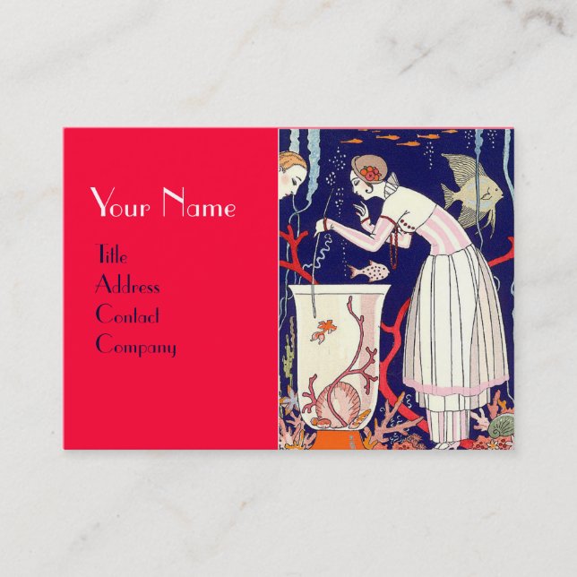 Cartão De Visita PEIXE PEQUENO, PEIXE BELEZA FASHION Red Coral (Frente)