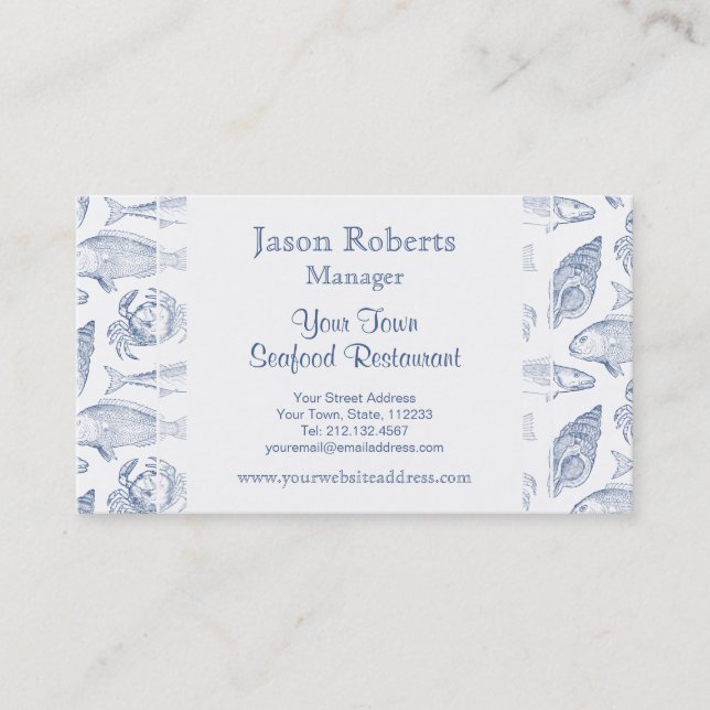 Cartão De Visita Peixes Caranguejos e Recursos Costeiros (Frente)