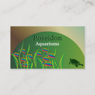 Cartão De Visita Peixes coloridos, algas marinhas e aquário de tar