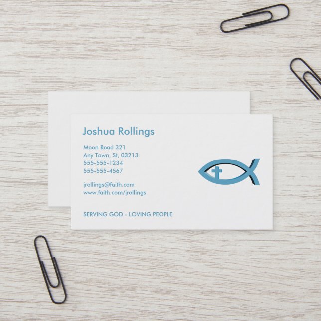 Cartão De Visita Peixes cristãos com parte da cruz | sua fé (Frente/Verso In Situ)