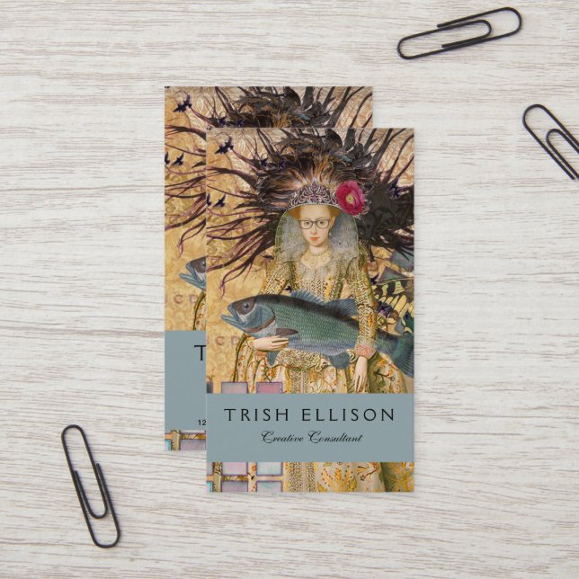 Cartão De Visita Peixes Vintage Clássica Gótica (Frente/Verso In Situ)