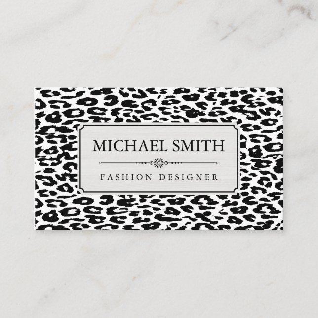 Cartão De Visita Pele Leopardo Moderno Elegante Profissional #25 (Frente)