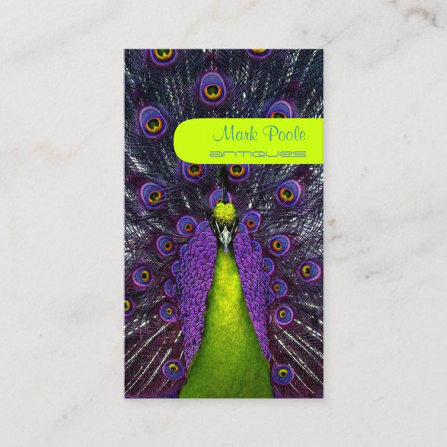 Cartão De Visita Pena de pavão PixDezines/púrpura+esmeralda (Frente)