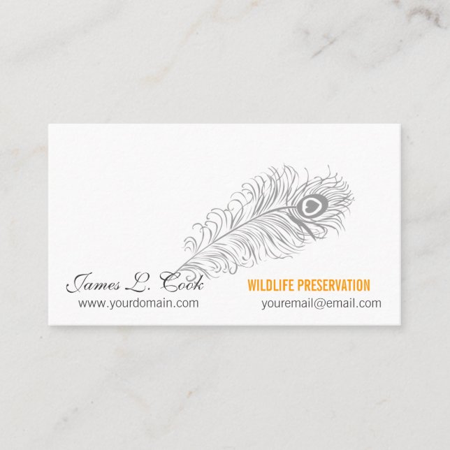 Cartão De Visita Penas clássicas do pavão do desenho da caneta da (Frente)