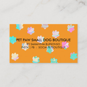 Cartão De Visita Pensionato para cães de patas laranja aquarela tos
