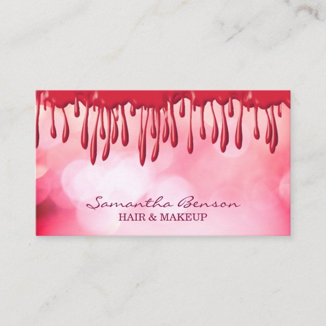 Cartão De Visita Penteado de maquilhagem de vidro elegante pingos c (Frente)